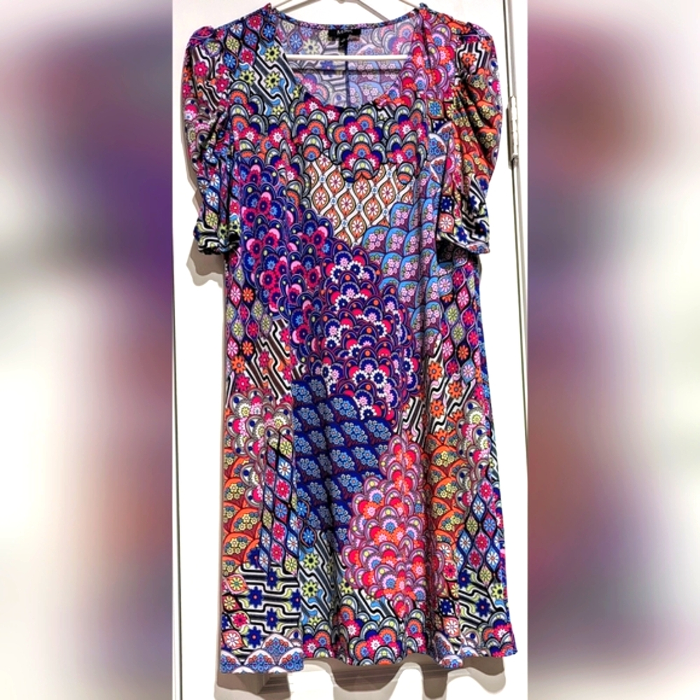 MSK Mixed Jersey Printed A-Line Dress Size L